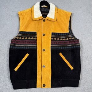 Guide Gear Vest Men Large Suede Leather Quilted Southwestern Sherpa Cowboy Ranch